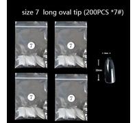 Onglerie Matériel Professionnelle Faux-Ongles Transparents Abs, De Même Taille, De Forme Carrée Ovale, Tailles Spécifiques, Couverture Complète, Pointures 3 4 5 6, 200 Pièces/Sac.200pcs-An49-7.