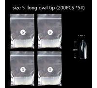Onglerie Matériel Professionnelle Faux-Ongles Transparents Abs, De Même Taille, De Forme Carrée Ovale, Tailles Spécifiques, Couverture Complète, Pointures 3 4 5 6, 200 Pièces/Sac.200pcs-An49-5.