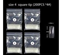 Onglerie Matériel Professionnelle Faux-Ongles Transparents Abs, De Même Taille, De Forme Carrée Ovale, Tailles Spécifiques, Couverture Complète, Pointures 3 4 5 6, 200 Pièces/Sac.200pcs-An3-4.