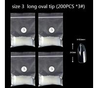 Onglerie Matériel Professionnelle Faux-Ongles Transparents Abs, De Même Taille, De Forme Carrée Ovale, Tailles Spécifiques, Couverture Complète, Pointures 3 4 5 6, 200 Pièces/Sac.200pcs-An49-3.