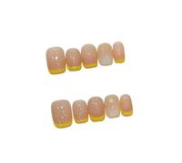 Ongles à coller dégradé français, style cercueil moyen diamant | 10 faux ongles ABS faits main, forme cercueil moyenne, pour usage élégant et nail art(1 Size S)