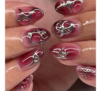 Ongles à imprimer, pointe française courte, pointes d'amande, faux avec motifs, couverture complète, motifs acryliques, faux faux