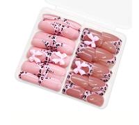 Ongles à pointe française, forme carrée, avec nœuds