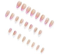 Ongles à presser courts en forme d'amande Faux French Couverture Complète Acrylique Faux Noeuds Designs Faux Pour Femmes Et Filles À Coller Sur Les Ongles