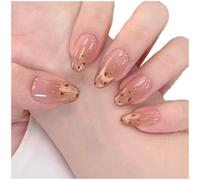 Ongles à presser en acrylique imprimé léopard conçus pour le style français, finition transparente et aspect œil de chat (C)
