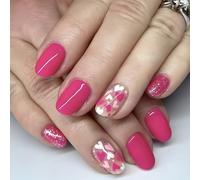 Ongles à presser en acrylique pour améliorer l'apparence des ongles courts carrés avec motifs de cœur, couverture complète, finition Golssy pour la Saint-Valentin, ongles courts et carrés