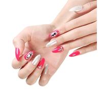 Ongles à presser, ongles en forme d'amande, colle à ongles incluse, français, taille moyenne, forme Squoval, 24 pièces/ensemble, 1 mini lime(Color:13-0055-ZB202)