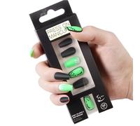 Ongles à presser, ongles en forme d'amande, colle à ongles incluse, français, taille moyenne, forme Squoval, 24 pièces/ensemble, 1 mini lime(Color:0084-A012)