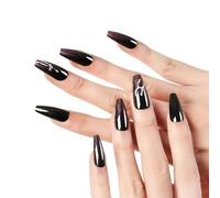 Ongles à presser, ongles en forme d'amande, colle à ongles incluse, français, taille moyenne, forme Squoval, 24 pièces/ensemble, 1 mini lime(Color:VSN045)