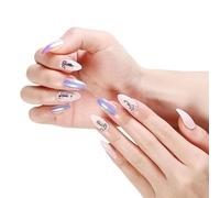Ongles à presser, ongles en forme d'amande, colle à ongles incluse, français, taille moyenne, forme Squoval, 24 pièces/ensemble, 1 mini lime(Color:18-0055-ZB216)