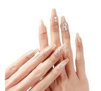 Ongles à presser, ongles en forme d'amande, colle à ongles incluse, français, taille moyenne, forme Squoval, 24 pièces/ensemble, 1 mini lime(Color:VSN050)