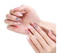 Ongles à presser, ongles en forme d'amande, colle à ongles incluse, français, taille moyenne, forme Squoval, 24 pièces/ensemble, 1 mini lime(Color:14-0055-ZB205)