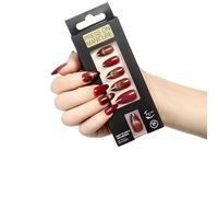 Ongles à presser, ongles en forme d'amande, colle à ongles incluse, français, taille moyenne, forme Squoval, 24 pièces/ensemble, 1 mini lime(Color:Red E130)