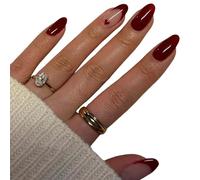 Ongles à pression courts en amande, pointes françaises, artificiels avec motifs de cœur, accessoires pour femmes, saint-valentin