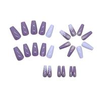 Ongles à pression de forme carrée, 24 pièces, avec motifs floraux, dégradés scintillants, violets, longs, pour amoureux de la mode, Art pour femmes