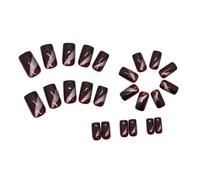 Ongles à pression de longueur moyenne, 24 pièces, œil de chat, acrylique brillant, couverture complète élégante, à coller