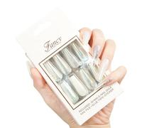 Ongles acryliques réutilisables - Pointes à pression longue, colle sur style français avec finition élégante, ongles artificiels pour mariages, célébrations, séances photo, cosplay, événements spéciau