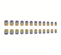 Ongles Artificiels Arc-en-ciel Et Trèfle Scintillants Courts Et Carrés À Pression Manucure Pour Les Célébrations De La Saint-Patrick Faux Ongles Carrés Courts