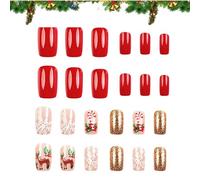 Ongles Artificiels De Noël Manucure À Support Auto-Adhésif Avec Motifs