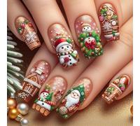Ongles artificiels réutilisables pour la saison des vacances, matériaux ABS non toxiques, autocollants faciles à appliquer avec fichier, faux festif avec fichier