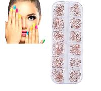 Ongles Artistiques, clous pour ongles en or rose Nail Hollow Sticker Nail Art DIY Geometry Circle Décoration Manucure Décoration Manucure Décoration Art de Noël (Rose Gold #02)