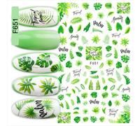 Ongles Autocollant Nail Art Stickers Été Noix De Coco Ananas Feuille Tropicale Fleurs Roses Dos Colle Ongles Autocollants,F651