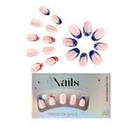 Ongles Autocollants - 24 Pièces Ongles Courts Fête Nationale À Poser | Extrémités Complètement Couvertes Soin Beauté pour Rencontres Printemps Mariages