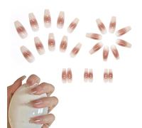 Ongles Autocollants - Bout Adhésif Préformé Élégant Style Français | 24 Pièces d'Ongles Artificiels,Pour Femmes Filles Salon à Domicile Manucure Soirée Rencontres