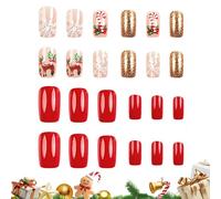 Ongles Autocollants De Noël,Manucure Artistique Fine et Confortable | Ongles Courts Artificiels pour Noël,pour les Femmes le Quotidien la Fête le Salon Maison le Rendez-vous Bureau