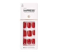 Ongles Autocollants - KISS - KIM019C - Rouge Éclatant - Taille S - Manucure Facile