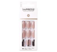 Ongles Autocollants - KISS - KIMM12C - Beige/Argent - Longueur M - Faciles à poser