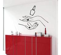 Ongles Beauté Salon Sticker Mains Mains Polonais Motif Manucure Stickers Muraux Filles Ongles Spa Vinyle Salle De Bains Art Mural 57X73 Cm
