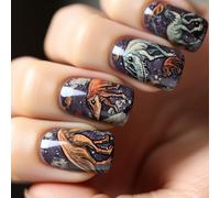 Ongles carrés courts à pression, 24 pièces, autocollants de dinosaure à paillettes pour l ' événement du jour de l ' indépendance patriotique