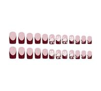 Ongles courts en acrylique à presser Motifs fleurs à coller sur carré brillant Faux recouvrement complet Faux ongles artificiels courts en acrylique