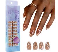 Ongles courts en gel souple en forme d'amande - Couvrance complète - Ongles courts - Pour ongles en gel - Prêts à l'emploi