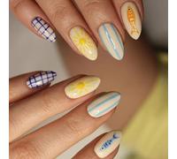 Ongles d ' art 3D avec ligne de poisson, synthétique ABS pour femmes, 30 pièces, thème marin