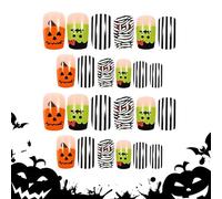 Ongles d’Halloween, ongles d’Halloween appuyez sur,Ongles de effrayants - chauve-souris Designs presse sur ongles colle courte sur ongles en Gel paillettes faux ongles Kits colle