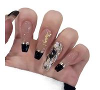 Ongles d'amélioration du tempérament, filles d'épices européennes et américaines noir miroir magique explosif français personnalisé à la main portant des produits for les ongles en automne et en hiver