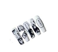 Ongles d'amélioration du tempérament, ongles portés à la main, dessin animé, ongles portés à la main, pâte à ongles foncés portés à la main, for étudiants (paquet de 10 pièces)(L)