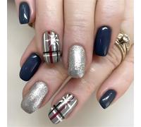 Ongles de Noël à coller sur un flocon de neige - Manucure artificielle pour fêtes et décorations de Noël