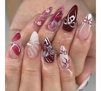 Ongles de type français avec sculpture florale ABS facile à enlever pour une décoration d'ongles professionnelle