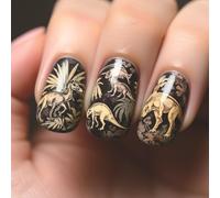 Ongles dinosaures rétro créatifs pour les femmes qui aiment l'art, parfaits pour exprimer leur individualité à toute célébration décoration de jour de l'indépendance