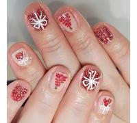 Ongles Élégants En Forme De Flocon Neige Français Pour Célébration Noël Application Simple Et Rapide Pour Toute Célébration Réunion Famille Nail Art
