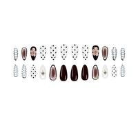Ongles en forme de gouttelettes blanc brillant, ensemble de 24 pièces avec perles à points dégradés pour ongles artificiels de fête et d ' événements pour femmes