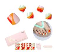 Ongles en Gel UV Semi Durci - 32 Pcs NAILOG Autocollants auto-adhésifs de vernis à ongles,lampe UV/LED requise, autocollants pour Nail Art pour Pied,idee cadeau femme, Lollipop