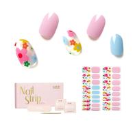 Ongles en Gel UV Semi Durci - 34 Pcs NAILOG Autocollants auto-adhésifs de vernis à ongles,lampe UV/LED requise, autocollants pour Nail Art,idee cadeau femme, Petal Dance