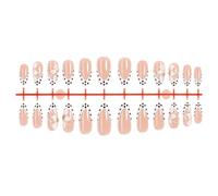 Ongles Floral French Tip Ensemble de Manucure Brillant à Pois Rose Nude, 24 Pièces Multi-Tailles à Presser à Porter Réutilisables pour les Looks Quotidiens Soir