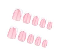 Ongles naturels à pression, roses ombrés, courts, carrés, dégradés, couverture complète brillante, pour femmes et filles