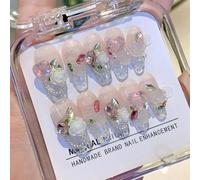 Ongles,Pointes,Set d'ongles Presse à la main sur les ongles strass faux ongles décoration manucure couverture complète faux ongles conseils(10-L)