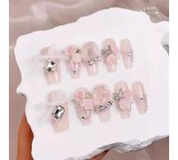 Ongles,Pointes,Set d'ongles Presse à la main sur les ongles strass faux ongles décoration manucure couverture complète faux ongles conseils(6-M)
